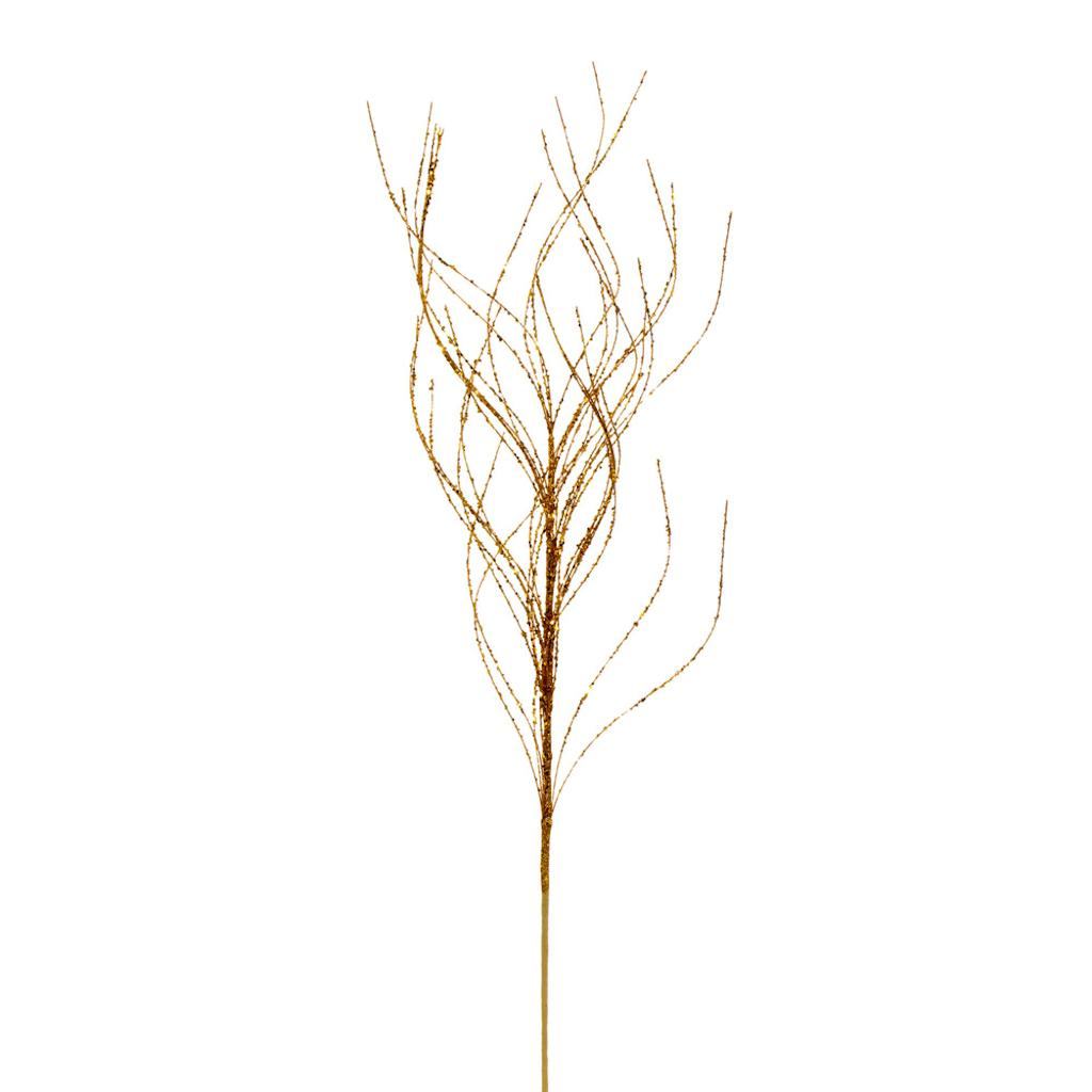 37" Artificial Antique Gold Wavy Twig Glitter Spray (6 Pack) 1