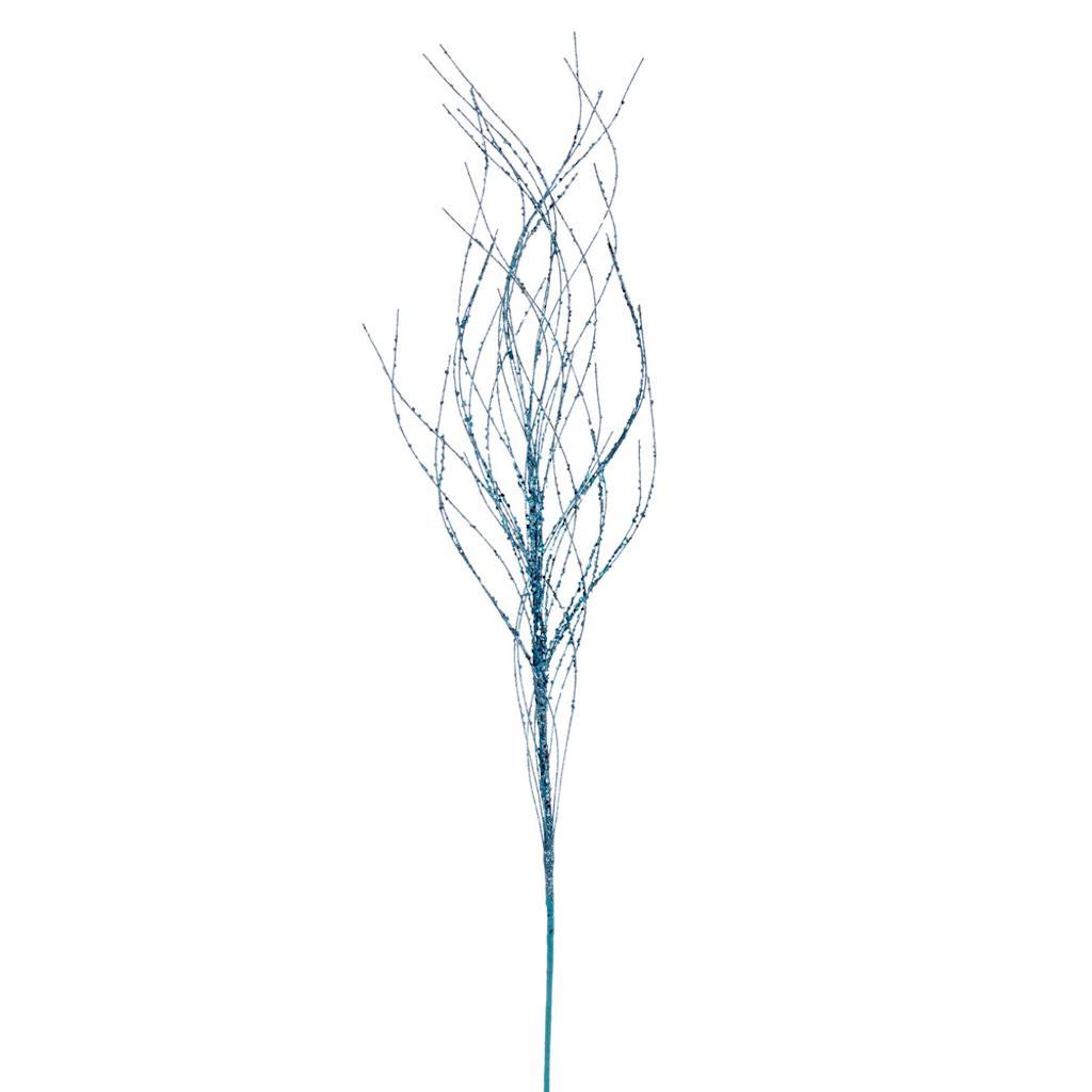 37" Artificial Baby Blue Wavy Twig Glitter Spray (6 Pack) 1