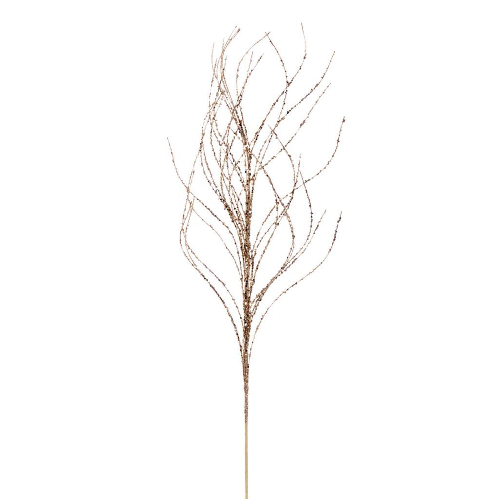 37" Artificial Champagne Wavy Twig Glitter Spray (6 Pack) 1