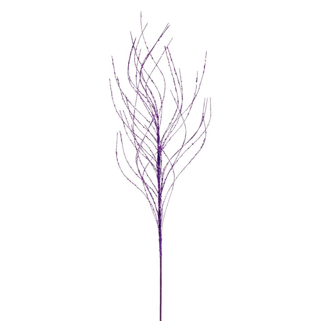37" Artificial Purple Wavy Twig Glitter Spray (6 Pack) 1