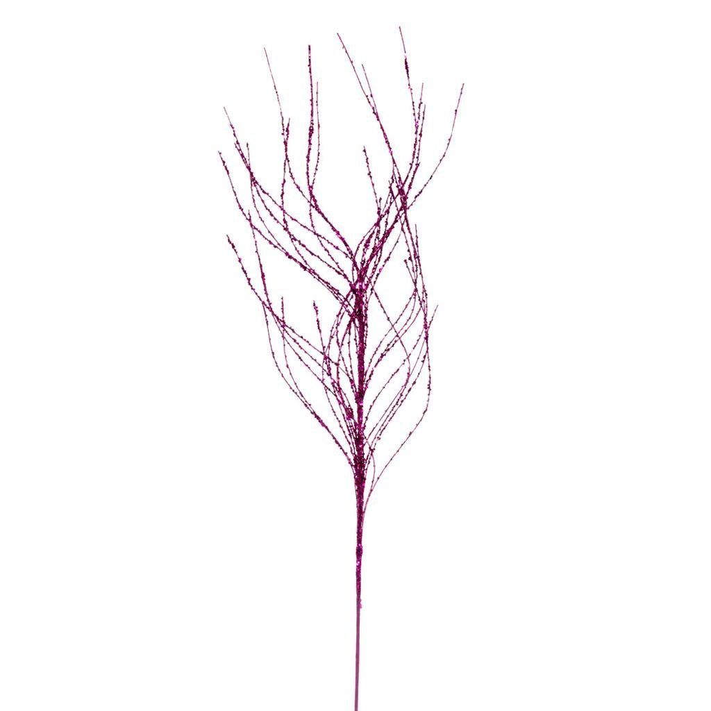 37" Artificial Fuchsia Wavy Twig Glitter Spray (6 Pack) 1