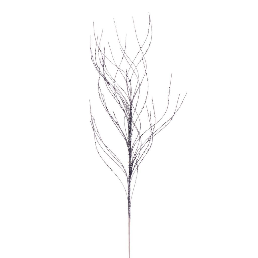 37" Artificial Pewter Artificial Wavy Twig Glitter Spray (6 Pack) 1