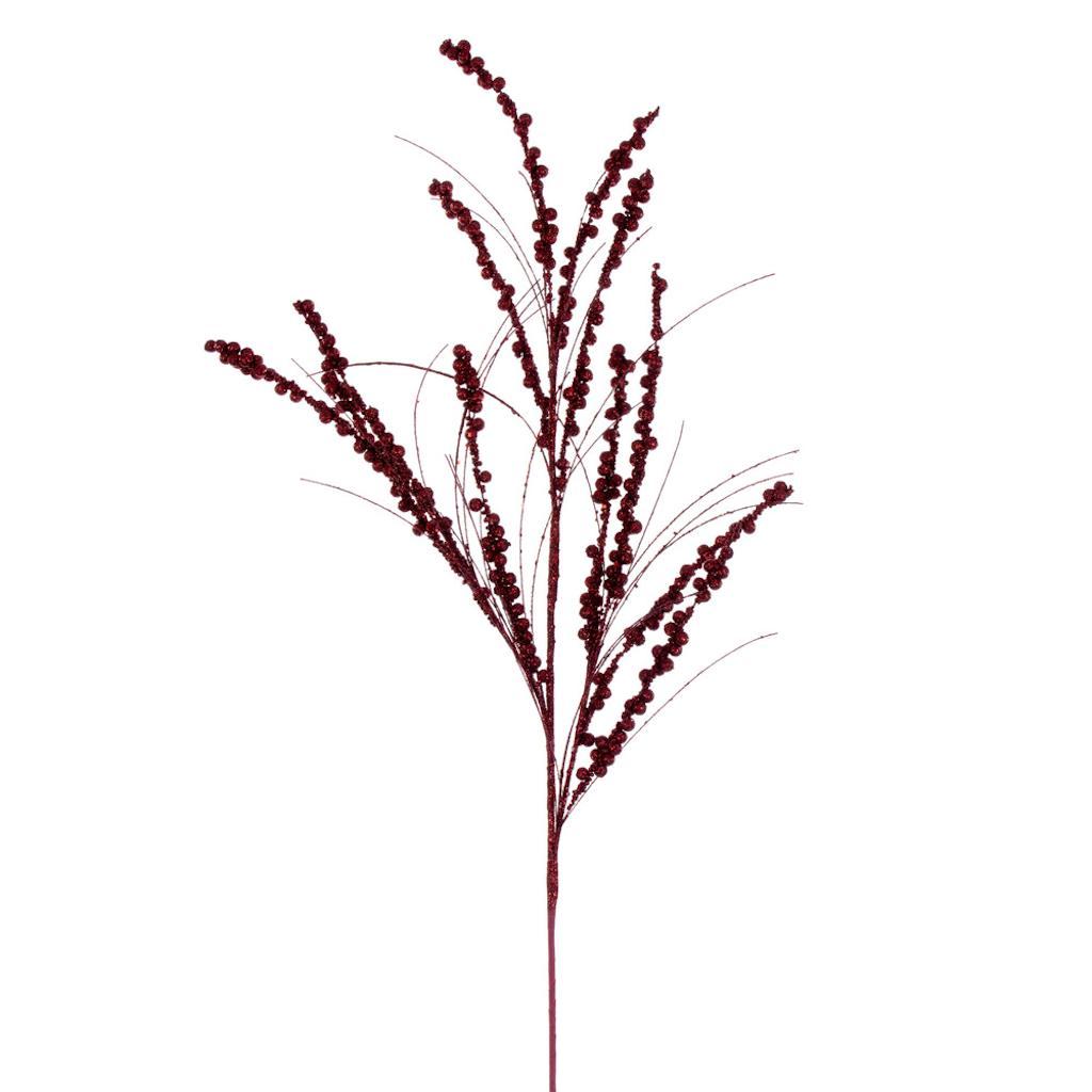 36" Artificial Burgundy Berry Twig Glitter Spray (6 Pack) 1