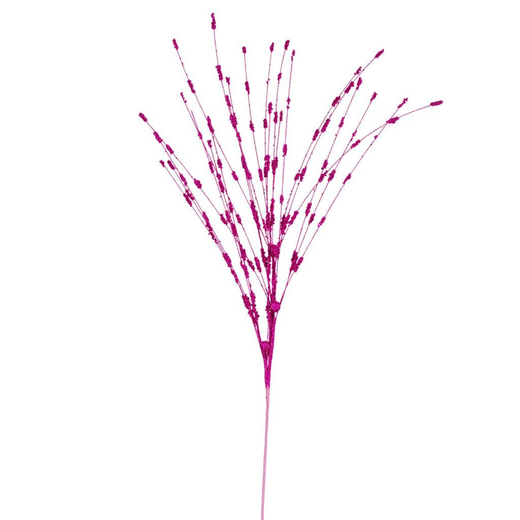 36" Artificial Hot Pink Berry Glitter Spray (6 Pack) 1