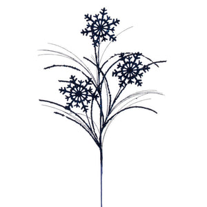 31" Artificial Midnight Blue Snowflake Glitter Spray (6 Pack) 1