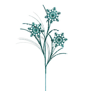 31" Artificial Teal Snowflake Glitter Spray (6 Pack) 1