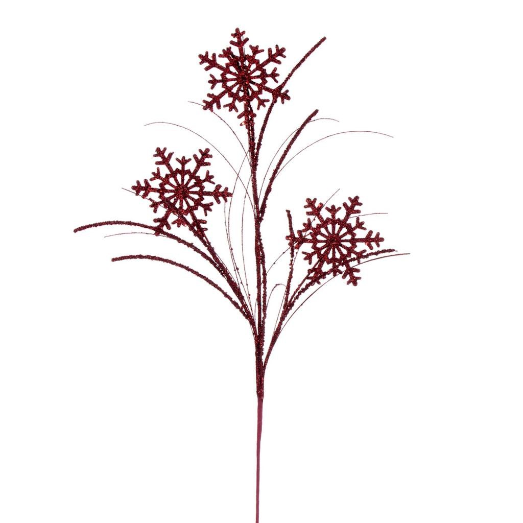 31" Artificial Burgundy Snowflake Glitter Spray (6 Pack) 1