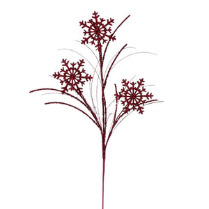 31" Artificial Burgundy Snowflake Glitter Spray (6 Pack) 1