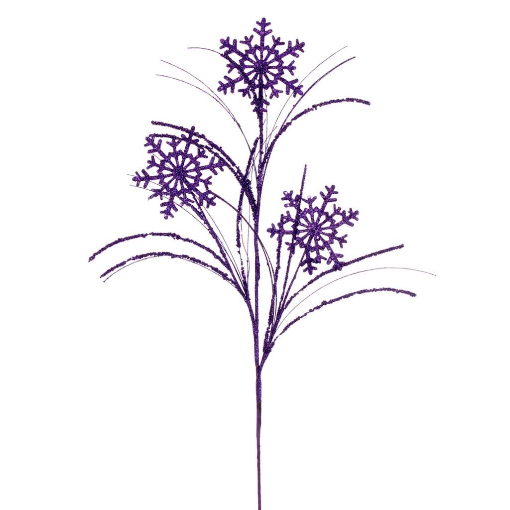 31" Artificial Purple Snowflake Glitter Spray (6 Pack) 1