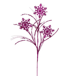 31" Artificial Fuchsia Snowflake Glitter Spray (6 Pack) 1