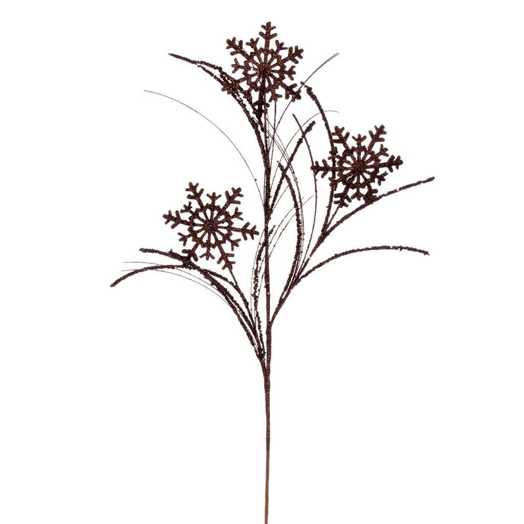 31" Artificial Chocolate Snowflake Glitter Spray (6 Pack) 1