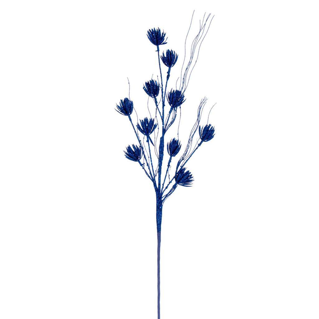 30" Artificial Blue Mini Flower Glitter Spray (6 Pack) 1