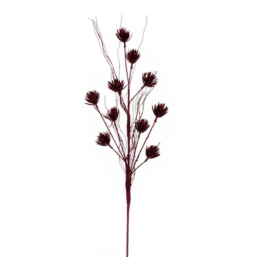 30" Artificial Burgundy Mini Flower Glitter Spray (6 Pack) 1