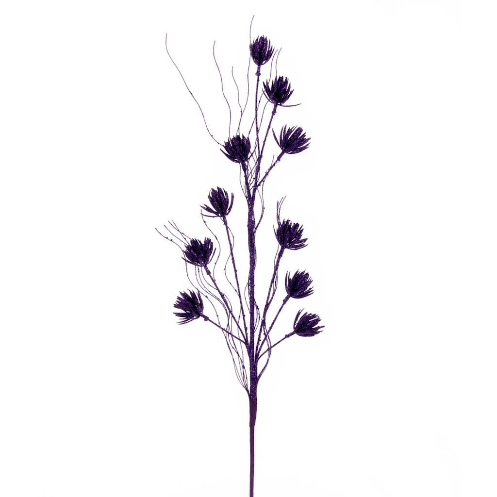30" Artificial Purple Mini Flower Glitter Spray (6 Pack) 1