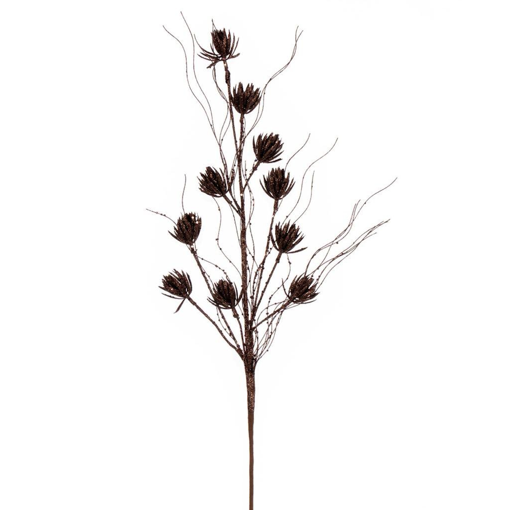 30" Artificial Mocha Mini Flower Glitter Spray (6 Pack) 1