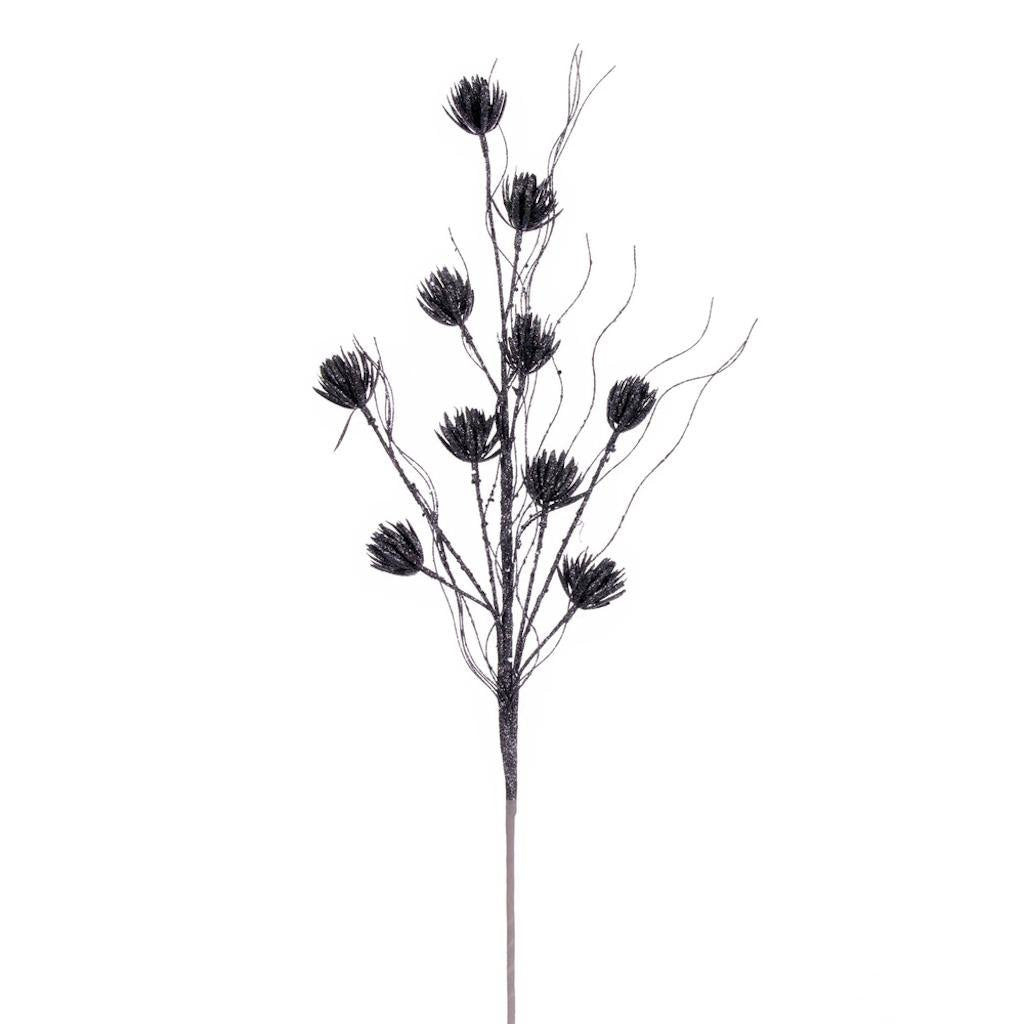 30" Artificial Pewter Mini Flower Glitter Spray (6 Pack) 1