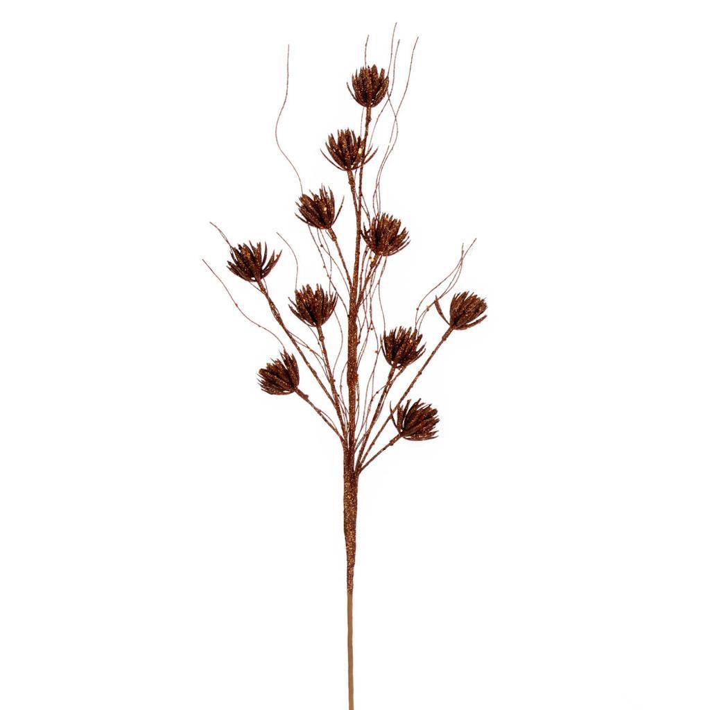 30" Artificial Copper Mini Flower Glitter Spray (6 Pack) 1