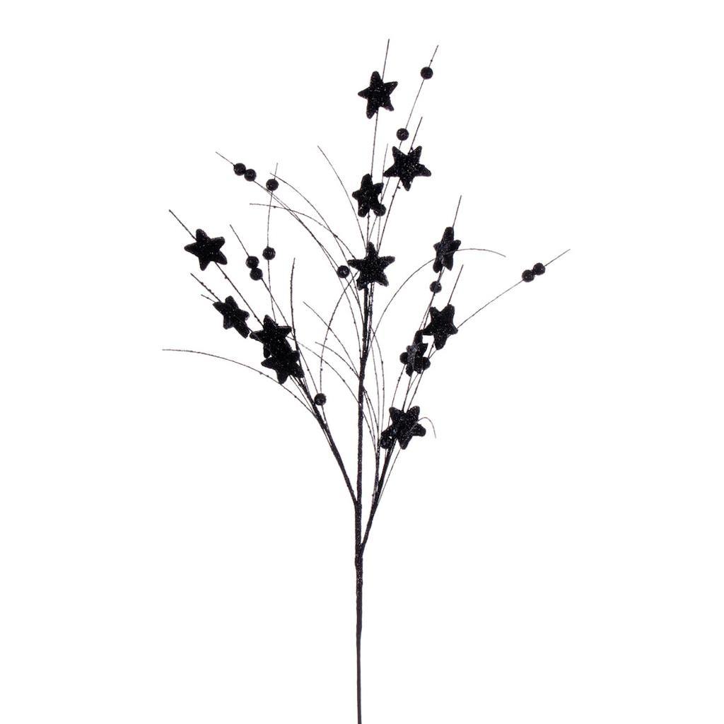 33" Artificial Black Star and Ball Glitter Spray (6 Pack) 1