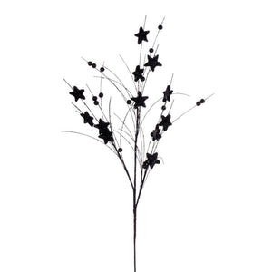 33" Artificial Black Star and Ball Glitter Spray (6 Pack) 1