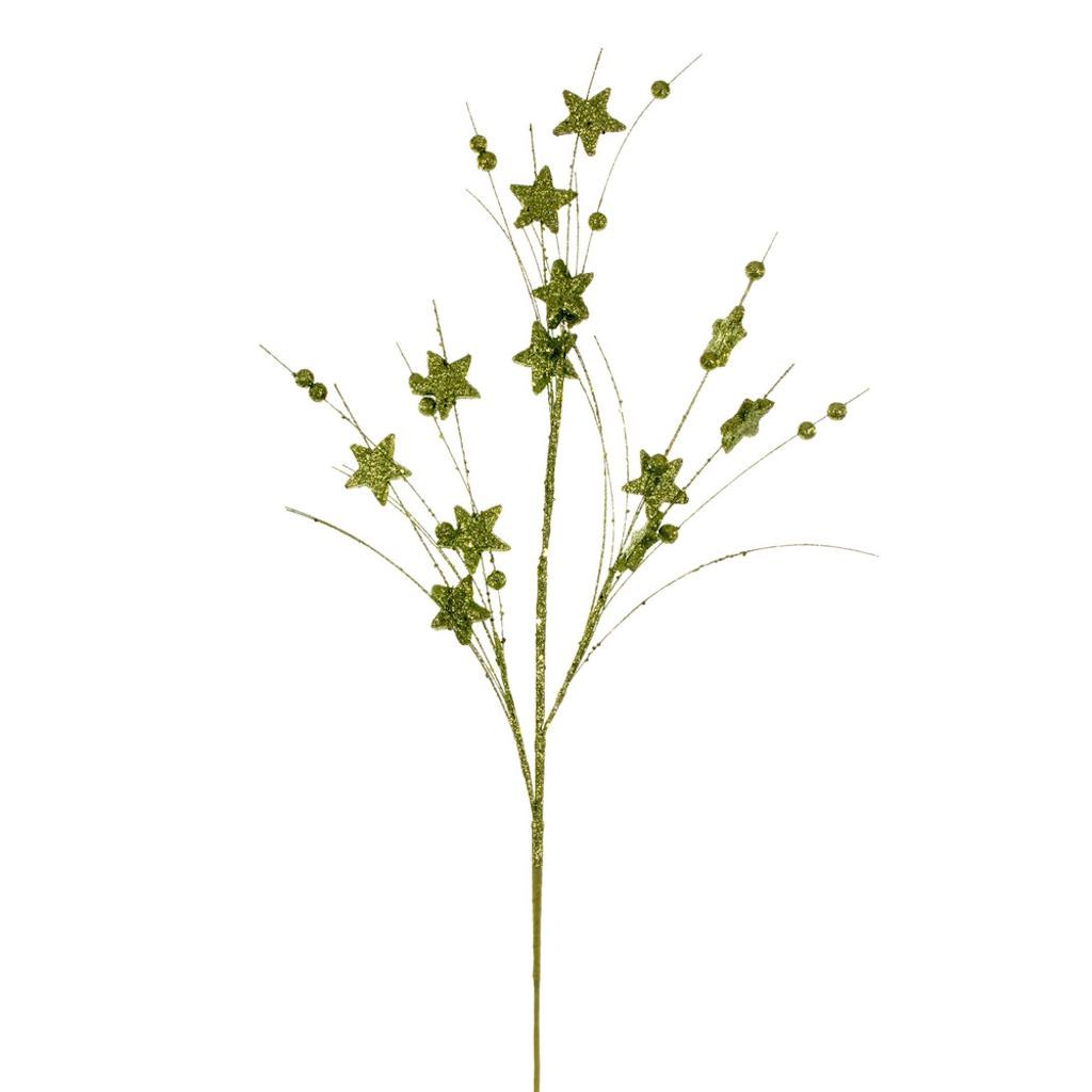 33" Artificial Lime Star and Ball Glitter Spray (6 Pack) 1