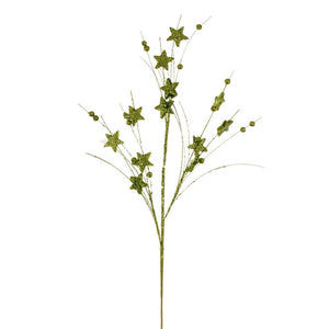 33" Artificial Lime Star and Ball Glitter Spray (6 Pack) 1