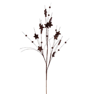 33" Artificial Mocha Star and Ball Glitter Spray (6 Pack) 1