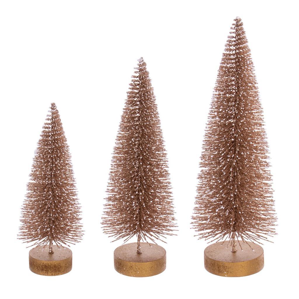 8" / 10" / 12" Frosted Champagne Sisal Bottle Brush Tree Set (3 Pack) 1