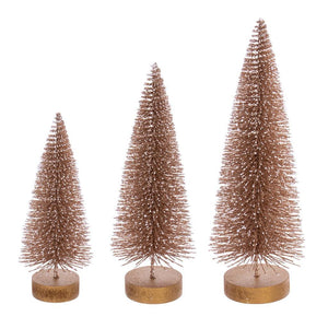 8" / 10" / 12" Frosted Champagne Sisal Bottle Brush Tree Set (3 Pack) 1