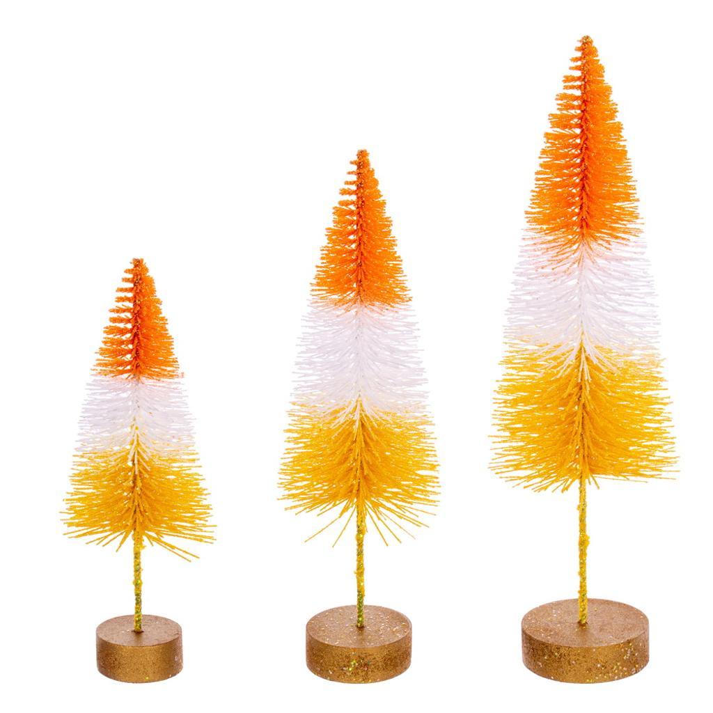 8" / 10" / 12" Frosted Orange / White / Yellow Sisal Bottle Brush Tree Set (3 Pack) 1