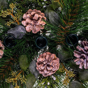 30" Mixed Foliage w/Pinecone Candle Holder 2