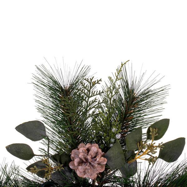 30" Mixed Foliage w/Pinecone Candle Holder 3