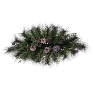 30" Mixed Foliage w/Pinecone Candle Holder 1