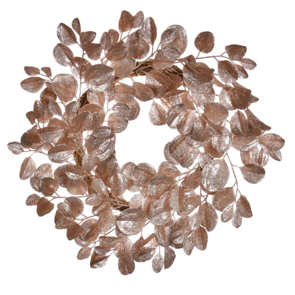 24" Artificial Cafe Latte Dogwood Glitter Wreath 1