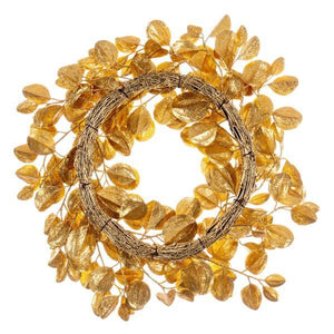 24" Artificial Gold Dogwood Glitter Wreath 4