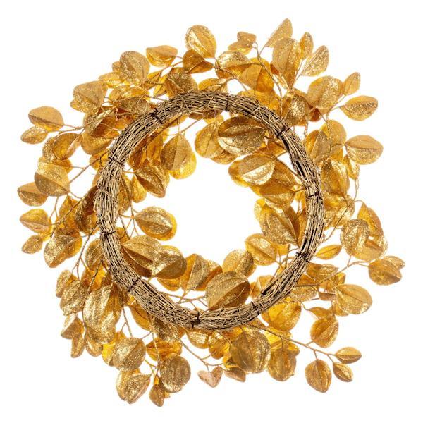 24" Artificial Gold Dogwood Glitter Wreath 4