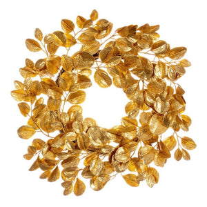 24" Artificial Gold Dogwood Glitter Wreath 1
