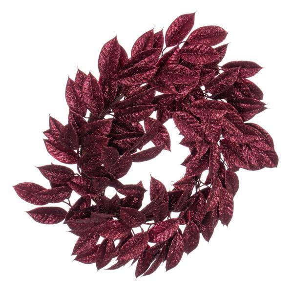 24" Artificial Burgundy Gardenia Glitter Wreath 5