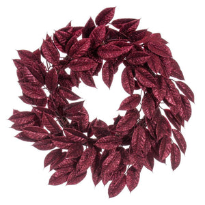 24" Artificial Burgundy Gardenia Glitter Wreath 1