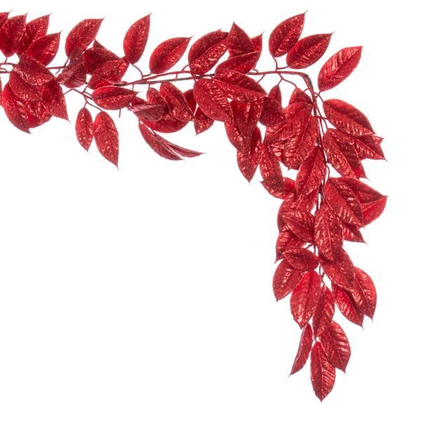 72" Artificial Red Gardenia Glitter Garland 3
