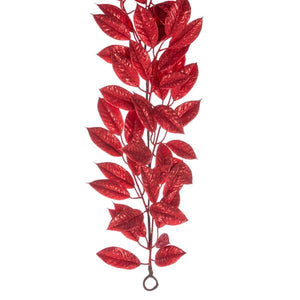 72" Artificial Red Gardenia Glitter Garland 4