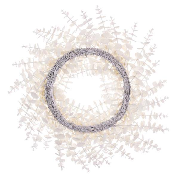 24" Artificial White Eucalyptus Snowy Wreath 4