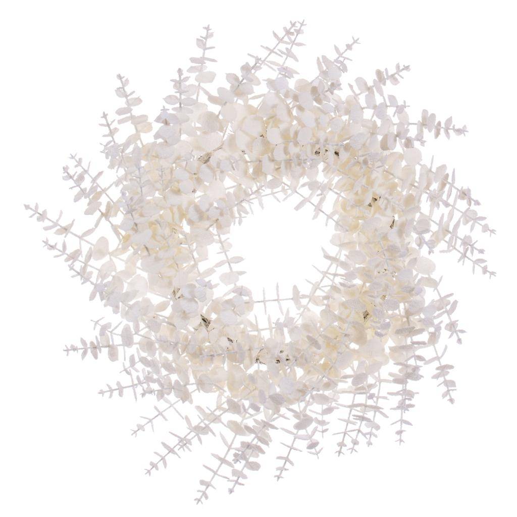 24" Artificial White Eucalyptus Snowy Wreath 1