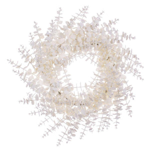 24" Artificial White Eucalyptus Snowy Wreath 1