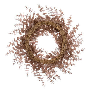 24" Artificial Cafe Latte Eucalyptus Glitter Wreath 4