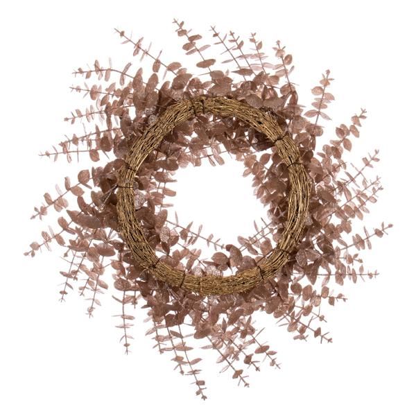 24" Artificial Cafe Latte Eucalyptus Glitter Wreath 4