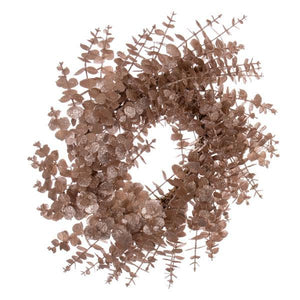 24" Artificial Cafe Latte Eucalyptus Glitter Wreath 5