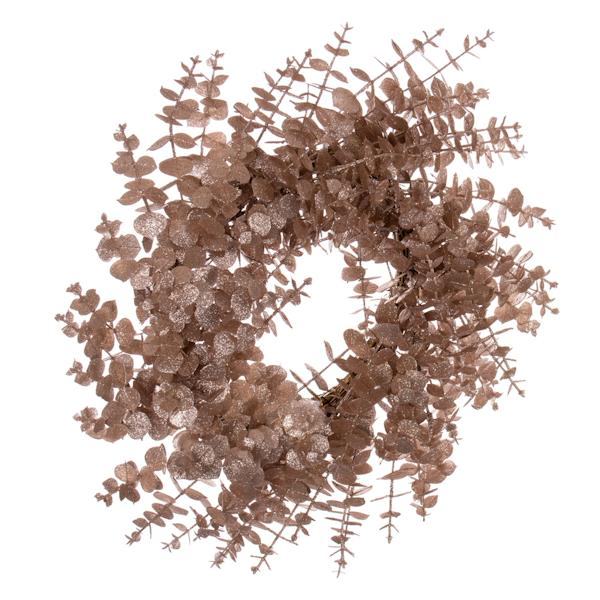 24" Artificial Cafe Latte Eucalyptus Glitter Wreath 5