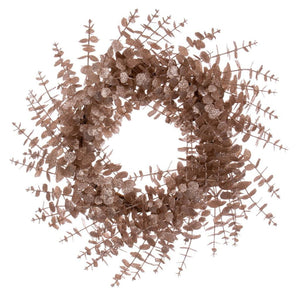 24" Artificial Cafe Latte Eucalyptus Glitter Wreath 1