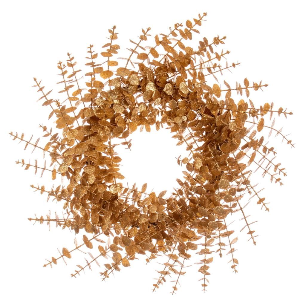 24" Artificial Gold Eucalyptus Glitter Wreath 1