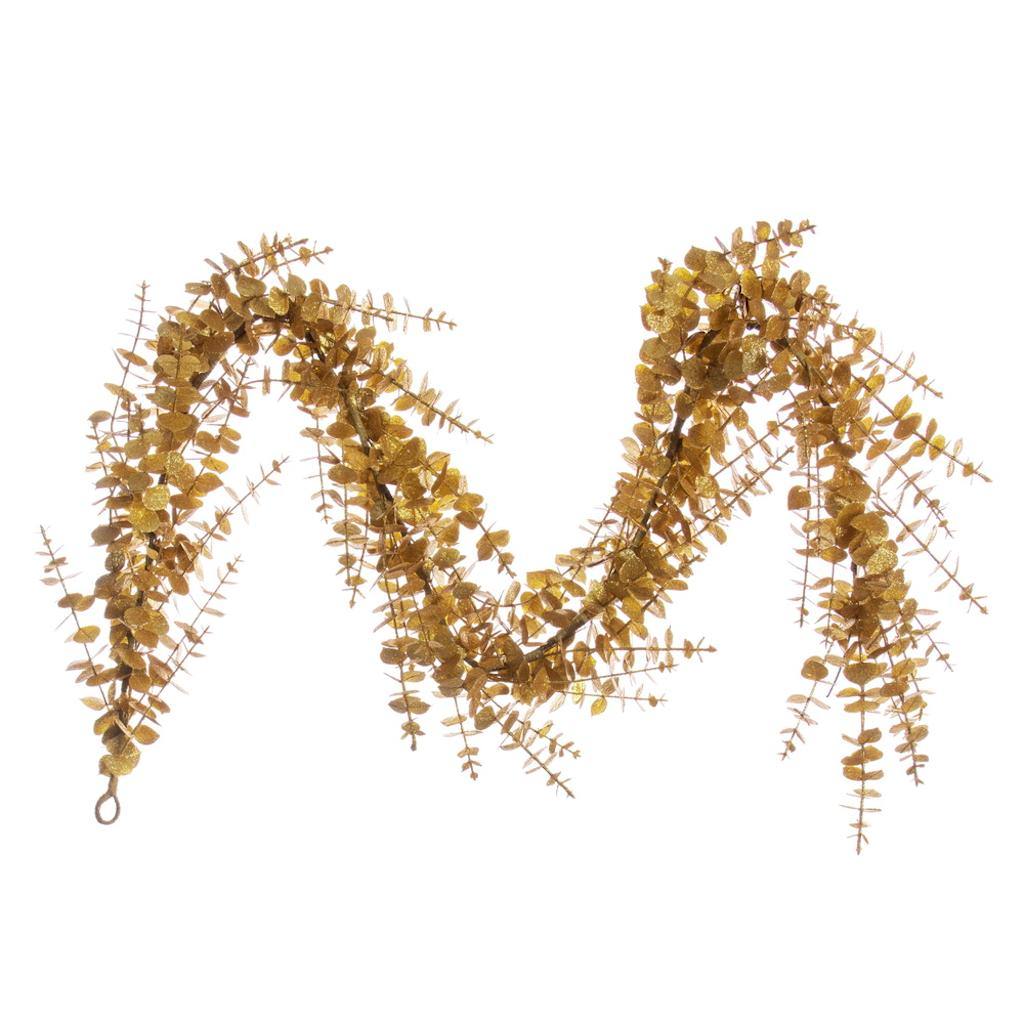 72" Artificial Gold Eucalyptus Glitter Garland 1